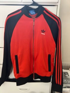 ADIDAS orange and Navy blue Trefoil Zip-Up Track Jacket